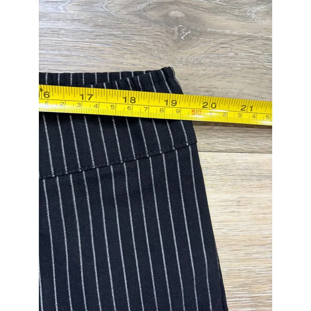 Who What Wear Womens Pinstripe Pants 20W Black White High Rise Crop Stretch NWT